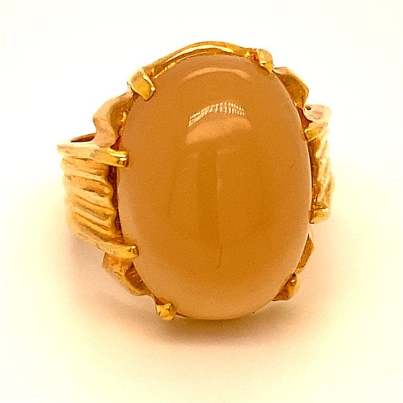 Orange Calcite 16.98ct Solid 18K Gold Ring - Picture 1 of 8